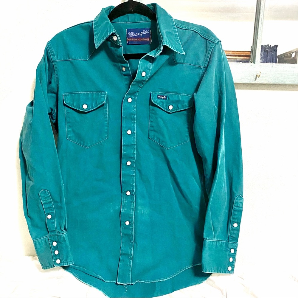 Vtg Wrangler X-Long Tails, Pearl Snap, Western Shirt Mens Med